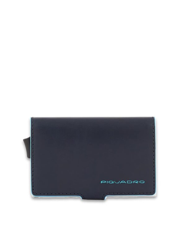 porta carte di credito in metallo piquadro blu