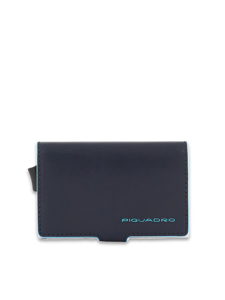porta carte di credito in metallo piquadro blu